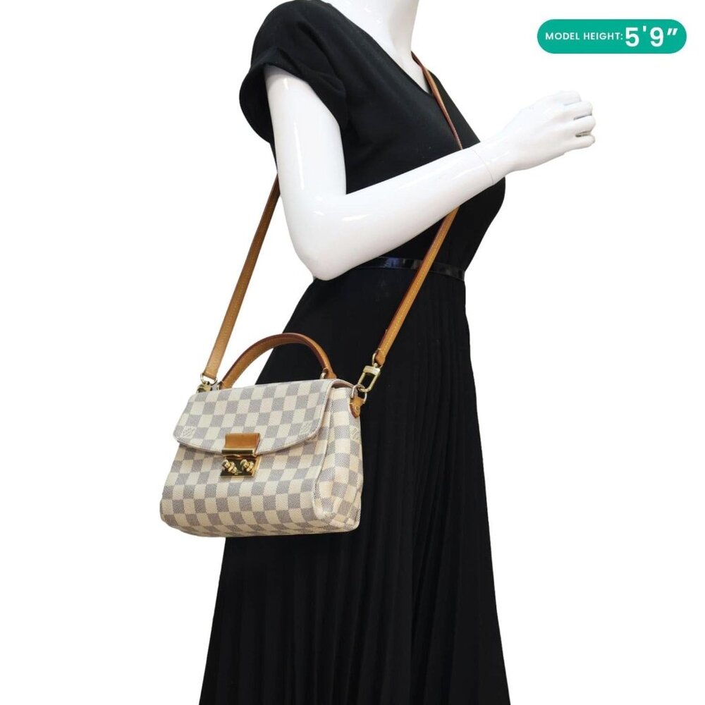 Louis Vuitton  Croisette Damier Azur Satchel Crossbody Bag Rose Ballerine - Picture 2 of 16